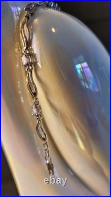 Sparkling Tanzanite + Diamond Tennis Bracelet set in 10K Solid White Gold Chain
