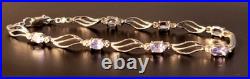 Sparkling Tanzanite + Diamond Tennis Bracelet set in 10K Solid White Gold Chain