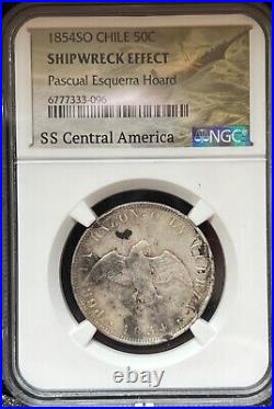 Ss Central America Chilean 1854so Set/2 50 Centavos And Peso Shipwreck Coins