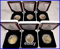 St Helena Queen's Virtues Silver Proof Gilded Coins Complete Set
