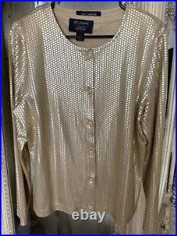 St. John Women's Set Gold Cardigan/Tank Top Set 100% Silk Tank-8, cardigan-10 New