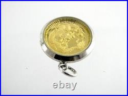Sterling Silver Setting. 999 Pure Gold Lucky Dragon Coin Charm or Pendant 4.7g