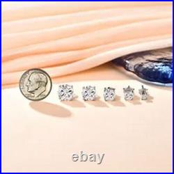 Sterling Silver Sparkling Ring 2 Carat 8.0mm D Color Moissanite Earrings Set