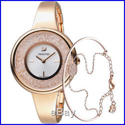 Swarovski Crystalline Pure Rose Gold Tone Watch and Bracelet Set 5297166