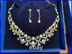 Swarovski necklace & earrings set with crystals & faux pearls. Perfect condition