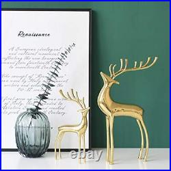 Sziqiqi Reindeer Figurine Statues Deluxe Set of 2, Christmas Deer Pure Copper