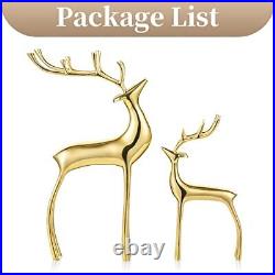 Sziqiqi Reindeer Figurine Statues Deluxe Set of 2, Christmas Deer Pure Copper