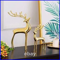 Sziqiqi Reindeer Figurine Statues Deluxe Set of 2, Christmas Deer Pure Copper