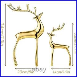 Sziqiqi Reindeer Figurine Statues Deluxe Set of 2, Christmas Deer Pure Copper He