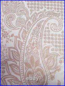 TAHARI Ivory Cream Bronze Gold Metallic Paisley Floral Patchwork Duvet Set- KING