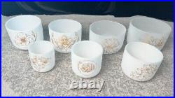 TOPFUND 6-12 Set Of 7 Pure Gold Flower Chakra Crystal Singing Bowl With Case