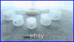 TOPFUND 7-11 inch Set Of 5 Pure Gold Flower Chakra Crystal Singing Bowl