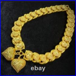 Thai Gold 24k Solid Yellow Chain Pendant Set Gift Necklace 18 Bracelet 6 in