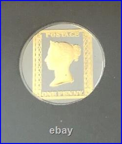 The Penny Black 175th Anniversary Stamp & 1/10th Oz Pure Gold Coin Set Rare Set