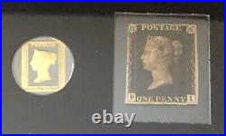 The Penny Black 175th Anniversary Stamp & 1/10th Oz Pure Gold Coin Set Rare Set