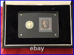The Penny Black 175th Anniversary Stamp & 1/10th Oz Pure Gold Coin Set Rare Set