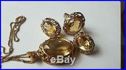 The historic, luxury set of pure gold, natural citrine 585 USSR 37.5g