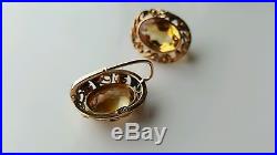 The historic, luxury set of pure gold, natural citrine 585 USSR 37.5g