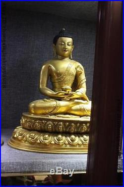 Tibet Pure Bronze 24K Gold Gilt Three Sakyamuni Tathagata Amitabha Buddha Set