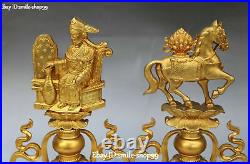Tibet Pure Bronze Gems Elephant Horse Soldier 8 Auspicious Symbol Statue Set