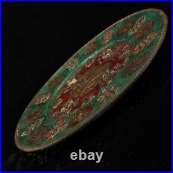 Tibet temple Pure copper set Gem Tracing gold Eight treasures Buddha plate