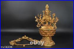 Tibetan Buddhism Pure copper gold set Turbo Thousand hands Guanyin statue
