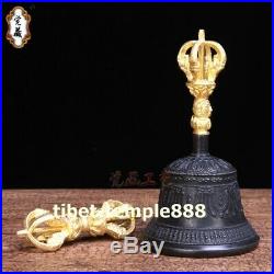 Tibetan buddhism pure Bronze gold Vajra-pestle Dorje Vajra Bell xiangmo-chu set
