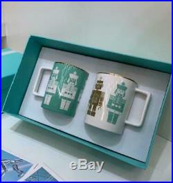 Tiffany & Co. Classic Robot Mug Cup Pair set Pure Gold