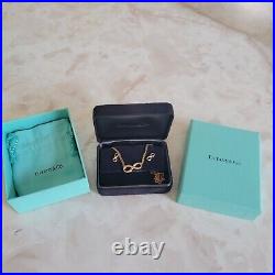 Tiffany & Co Infinity Double Chain + Earring Set 18k Solid Real Gold Authentic