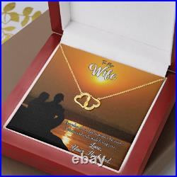 To My Wife Life is Perfect Eternal Love 10k Solid Gold Heart Necklace w Pavé Set