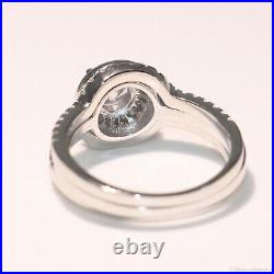 Trio Set Bezel Fine Perfect Engagement Wedding Ring 2.2Ct Diamond 14K White Gold