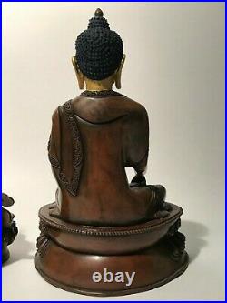 Uma & Shiva Set bronze sculpture, gold brown patina, Hindu Art, Perfect cond