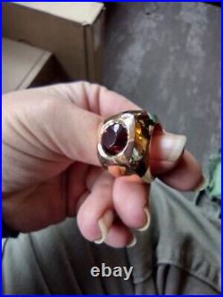 Unique umbalite garnet set in solid gold. Custom made from the 70's. Classic