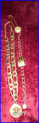 VERSACE NECKLACE AND BRACELET SET MEDUSA GOLD TONE with pin Perfect set