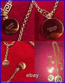 VERSACE NECKLACE AND BRACELET SET MEDUSA RHINESTONE GOLD TONE Perfect set