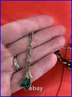 VINTAGE 1950's EMERALD GREEN JEWELRY SET PRINCESS 24 K Gold Plated