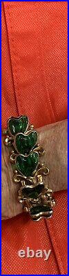 VINTAGE 1950's EMERALD GREEN JEWELRY SET PRINCESS 24 K Gold Plated