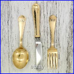 VINTAGE SOLID 14K GOLD CHILD'S FLATWARE SET FORK SPOON KNIFE 1930'S McChesney