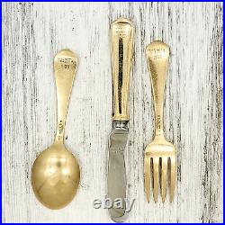 VINTAGE SOLID 14K GOLD CHILD'S FLATWARE SET FORK SPOON KNIFE 1930'S McChesney