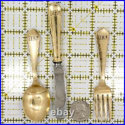 VINTAGE SOLID 14K GOLD CHILD'S FLATWARE SET FORK SPOON KNIFE 1930'S McChesney