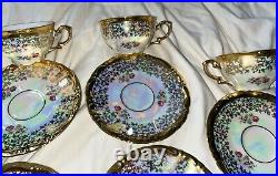 VTG 1940s 15 PC BAVARIA GERMANY GOLD PORCELAIN CHINA TEA SET FOR 5 PERFECT RARE