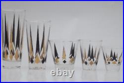 VTG Anchor Hocking Golden Peaks Black/ Gold Near Perfect. See list of 24 glasses