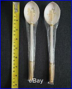 VTG Fine Korean 99% Pure Silver Spoon & Chopsticks 3pc Sets x 2, Gold Plated