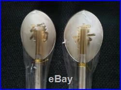 VTG Fine Korean 99% Pure Silver Spoon & Chopsticks 3pc Sets x 2, Gold Plated