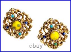 VTG Florenza Gold Plated Metallic Drip Etruscan Style Bib Necklace & Earring Set