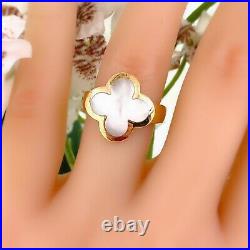 Van Cleef & Arpels Pure Alhambra Mother of Pearl 18kt Yellow Gold Ring COA