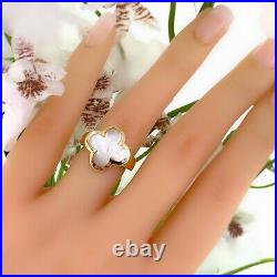 Van Cleef & Arpels Pure Alhambra Mother of Pearl 18kt Yellow Gold Ring COA