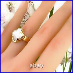 Van Cleef & Arpels Pure Alhambra Mother of Pearl 18kt Yellow Gold Ring COA