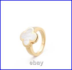 Van Cleef & Arpels Pure Alhambra Mother of Pearl 18kt Yellow Gold Ring COA