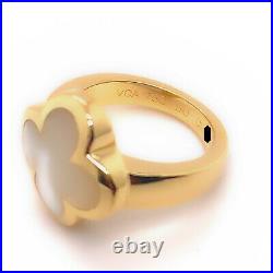 Van Cleef & Arpels Pure Alhambra Mother of Pearl 18kt Yellow Gold Ring COA